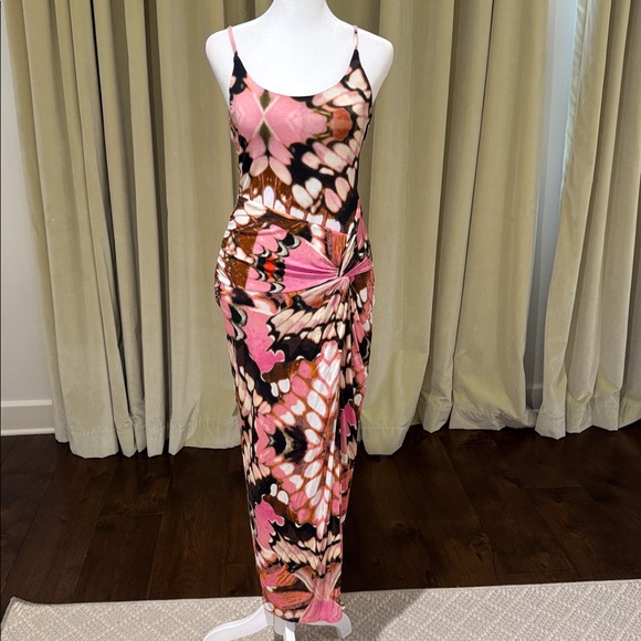 h:ours - Women’s Inez Midi Dress - Pink Butterfly - Size: Small - Picture 2 of 7